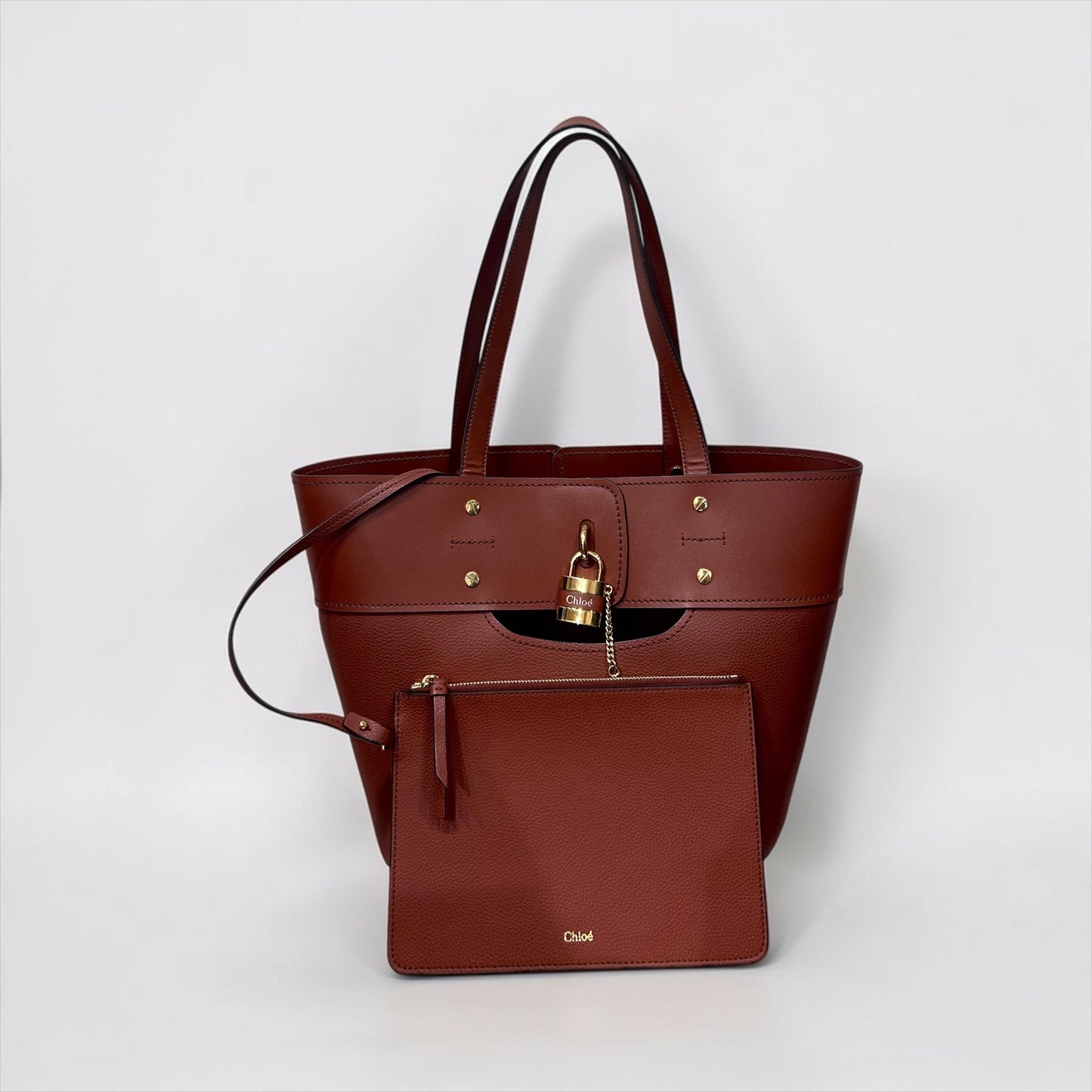 Chloé Brown Leather Tote Bag with Padlock| SS 2020