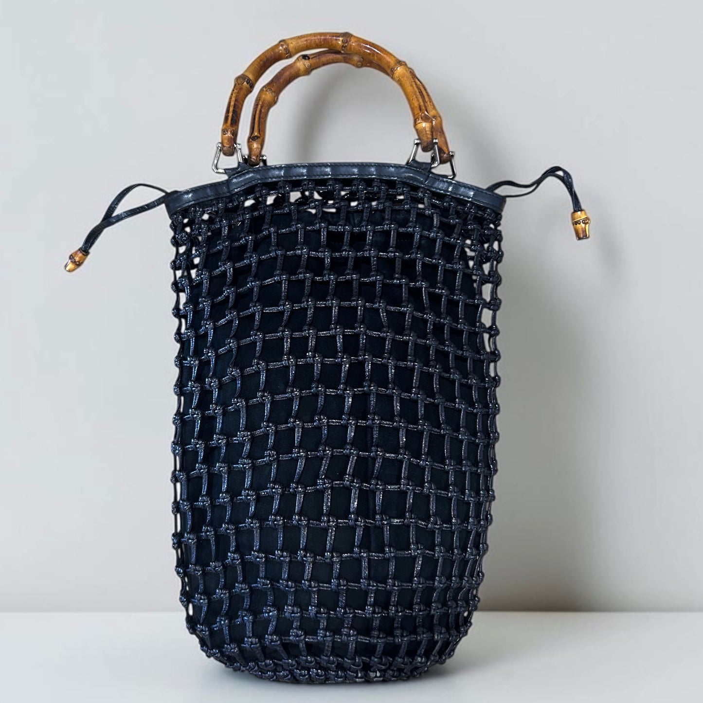 Vintage Gucci Black Leather Net Bucket Bag|1990s, Tom Ford Era