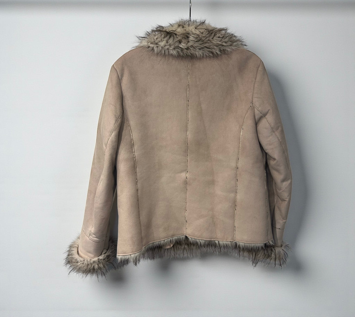 Vintage Beige Faux Shearling Jacket with fur