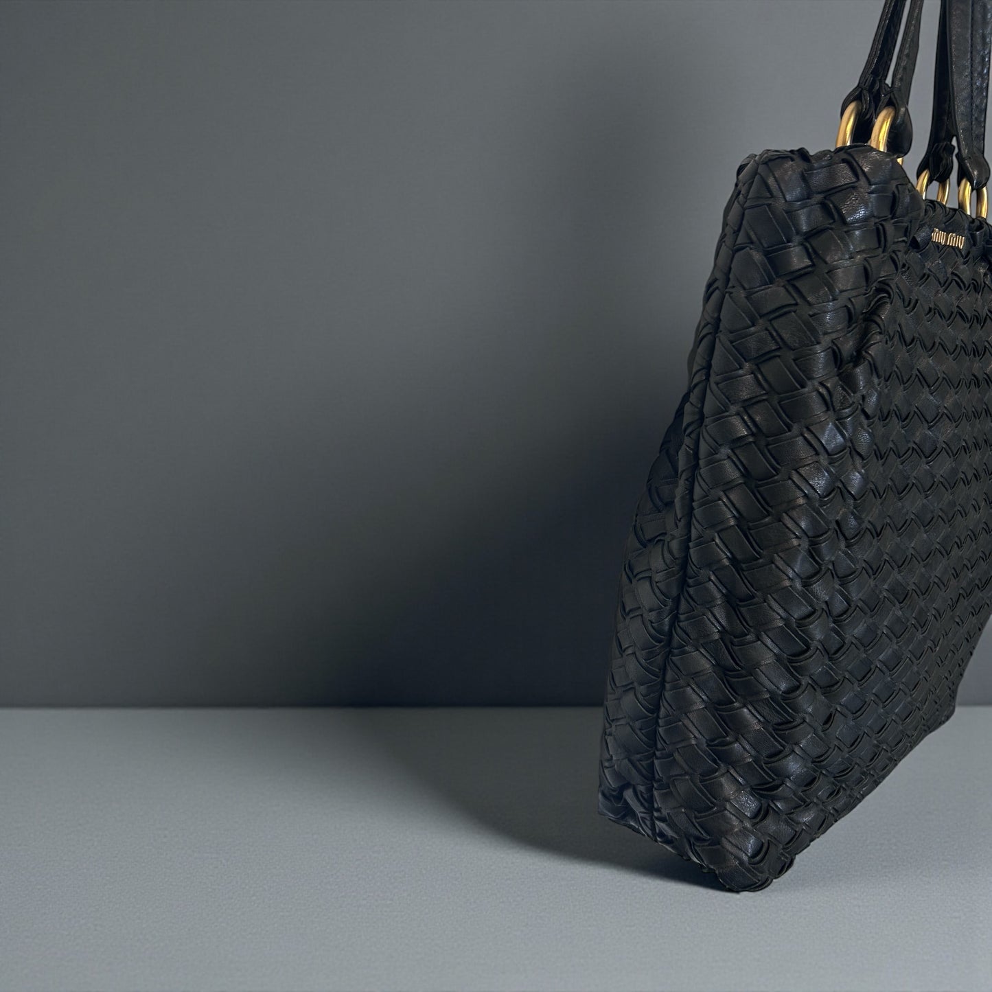 Vintage Miu Miu Woven Leather Tote Bag