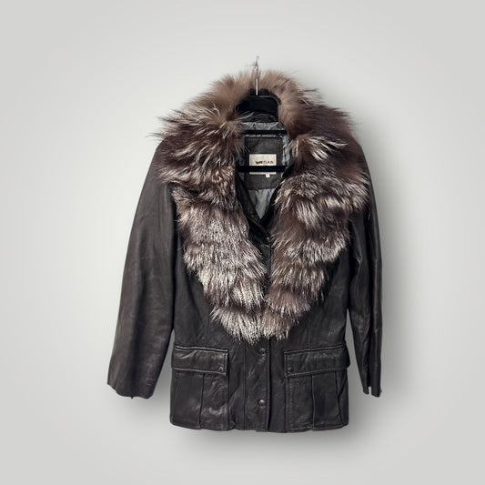 Vintage GAS Leather Jacket with Detachable Fur Collar