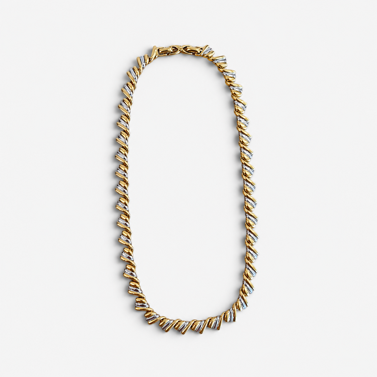 Vintage Two-Tone Twisted Link Necklace| 1990s