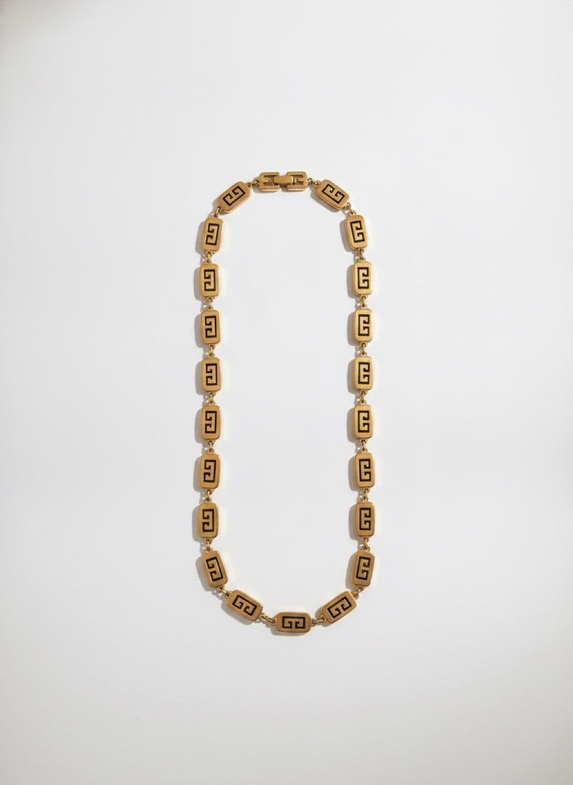 Vintage Givenchy Gold-Tone Greek Key Choker Necklace| 1990s
