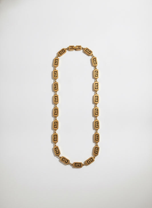 Vintage Givenchy Gold-Tone Greek Key Choker Necklace| 1990s