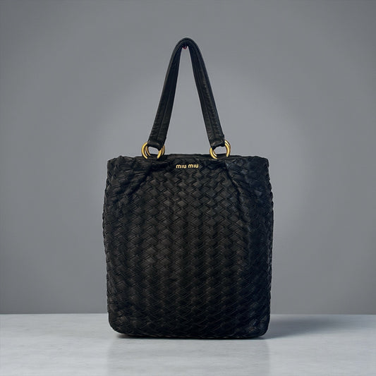 Vintage Miu Miu Woven Leather Tote Bag