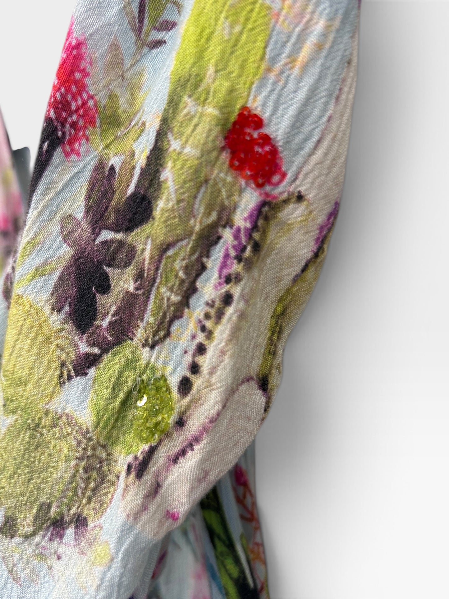 Hemant & Nandita Botanical Print Tie-Front Midi Dress with Sequin Embellishments