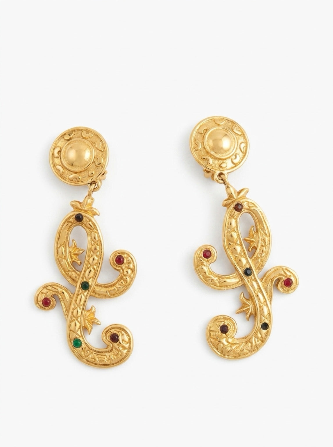 Vintage Gold-Plated Statement Drop Earrings| 1980s
