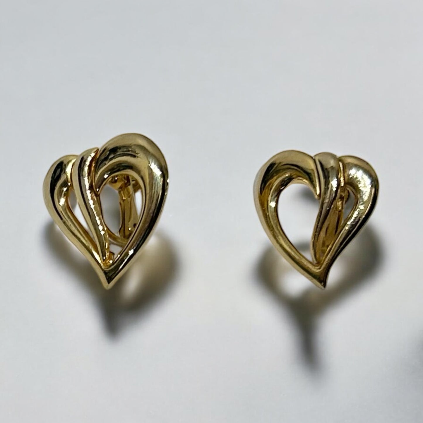 Vintage Gold Plated Heart Clip-On Earrings