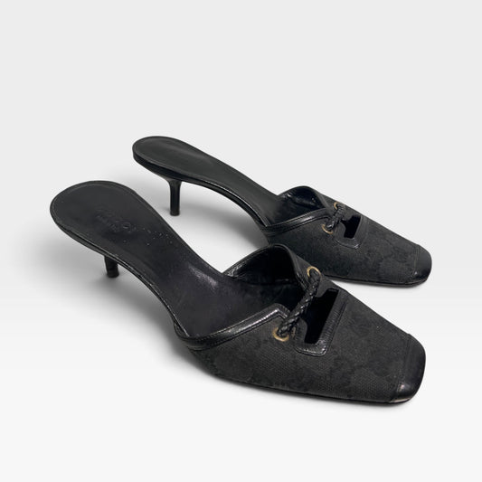 Vintage Gucci Black Kitten Heel Mules | Early 2000s, Tom Ford Era