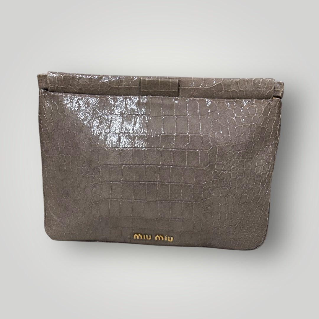 Vintage Miu Miu Croc-Embossed Leather Clutc ,Early 2000