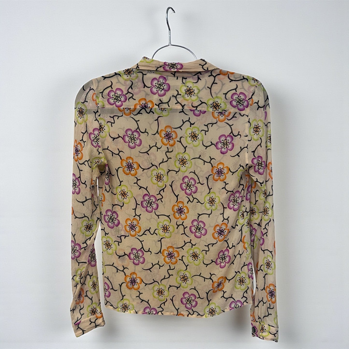 Rare Chanel Silk & Chiffon Floral Blouse |Spring 2001