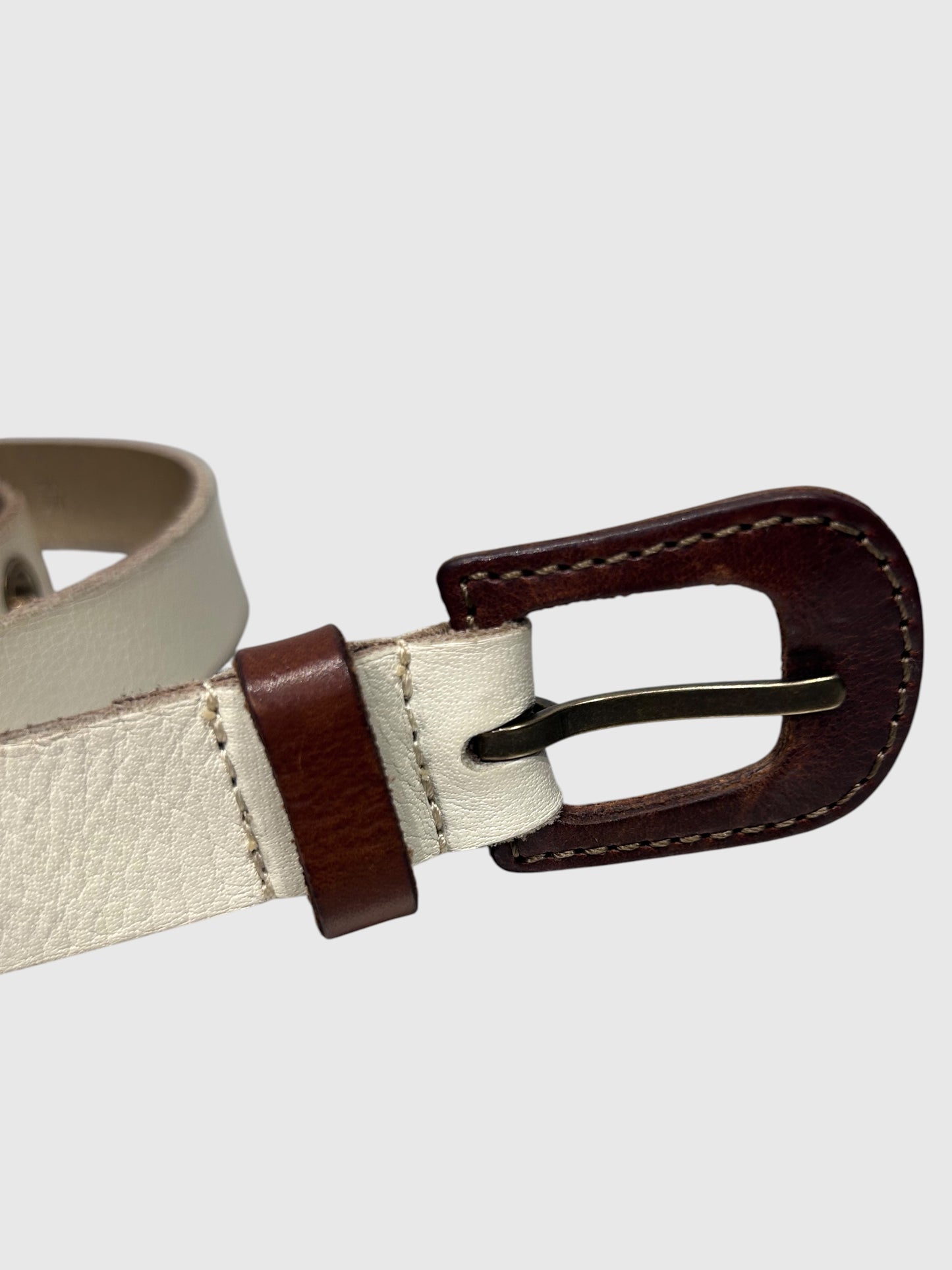 Vintage Dolce & Gabbana White Leather Belt |Early 2000s