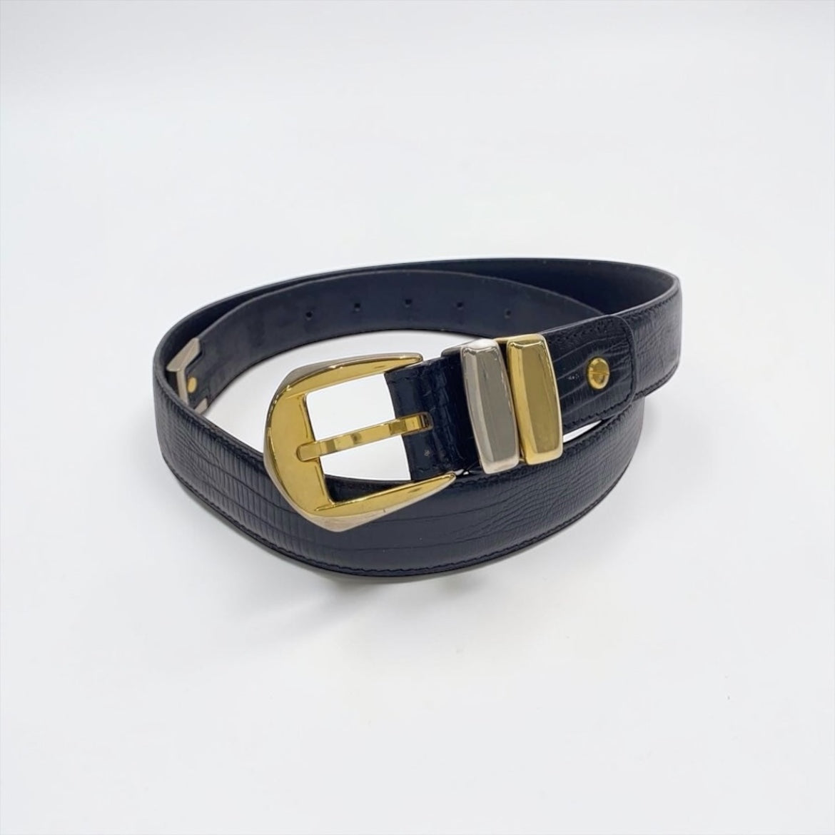 Vintage Gianni Versace Leather Belt with Two-Tone Hardware| circa late 1980s / early 1990s