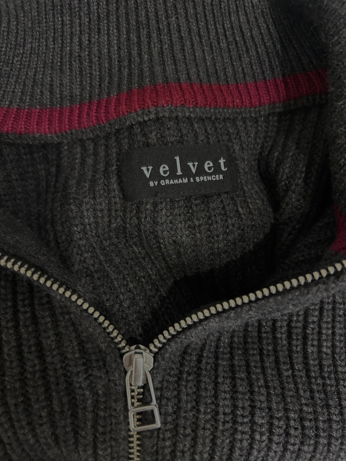 Velvet by Graham & Spencer Grey Half-Zip Knit Sweater |