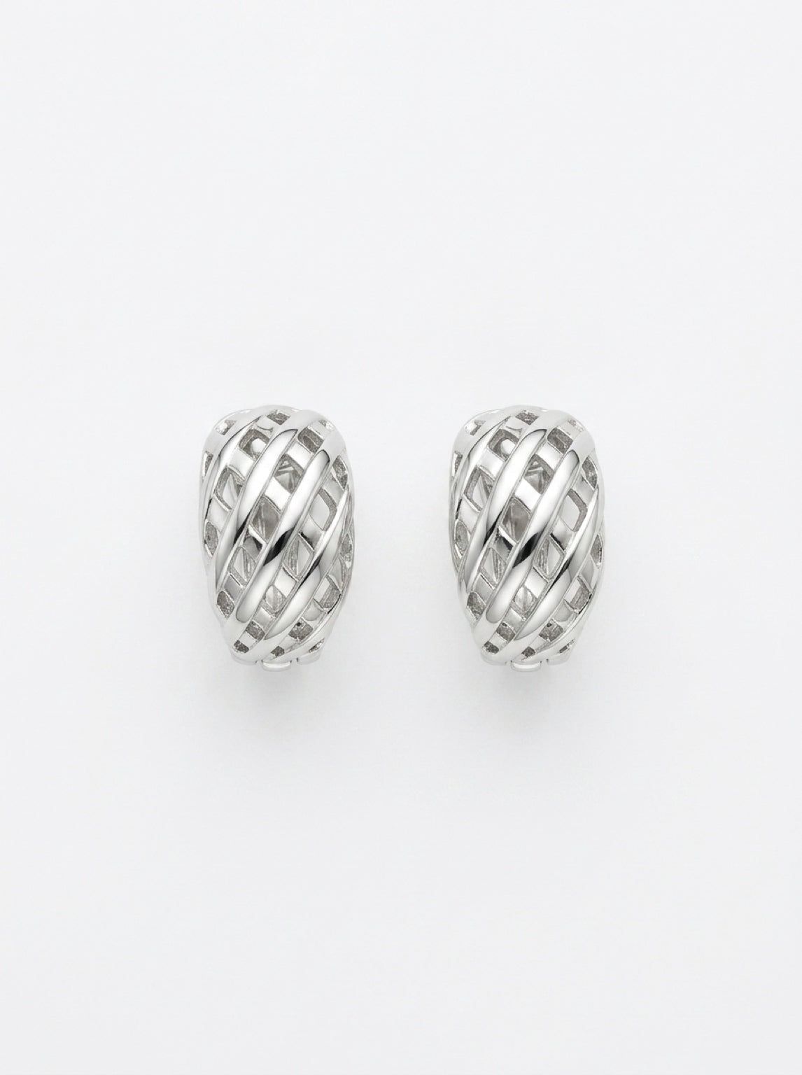 Vintage Silver-Tone Sculptural Clip-On Earrings| 1980s