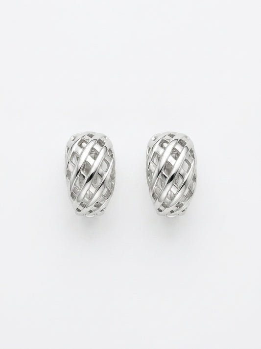 Vintage Silver-Tone Sculptural Clip-On Earrings| 1980s