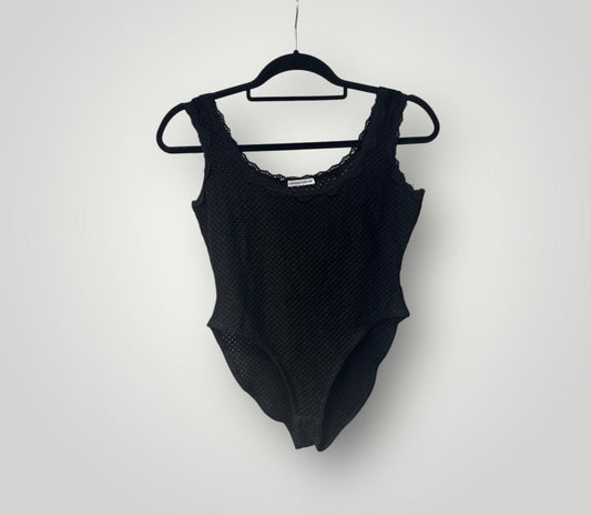 Vintage French Black Textured Bodysuit