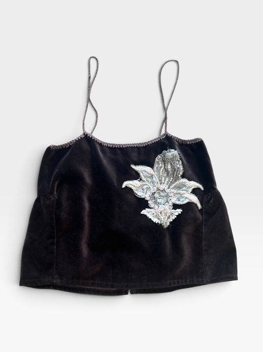 Vintage Velvet Embellished Camisole Top| 1990s