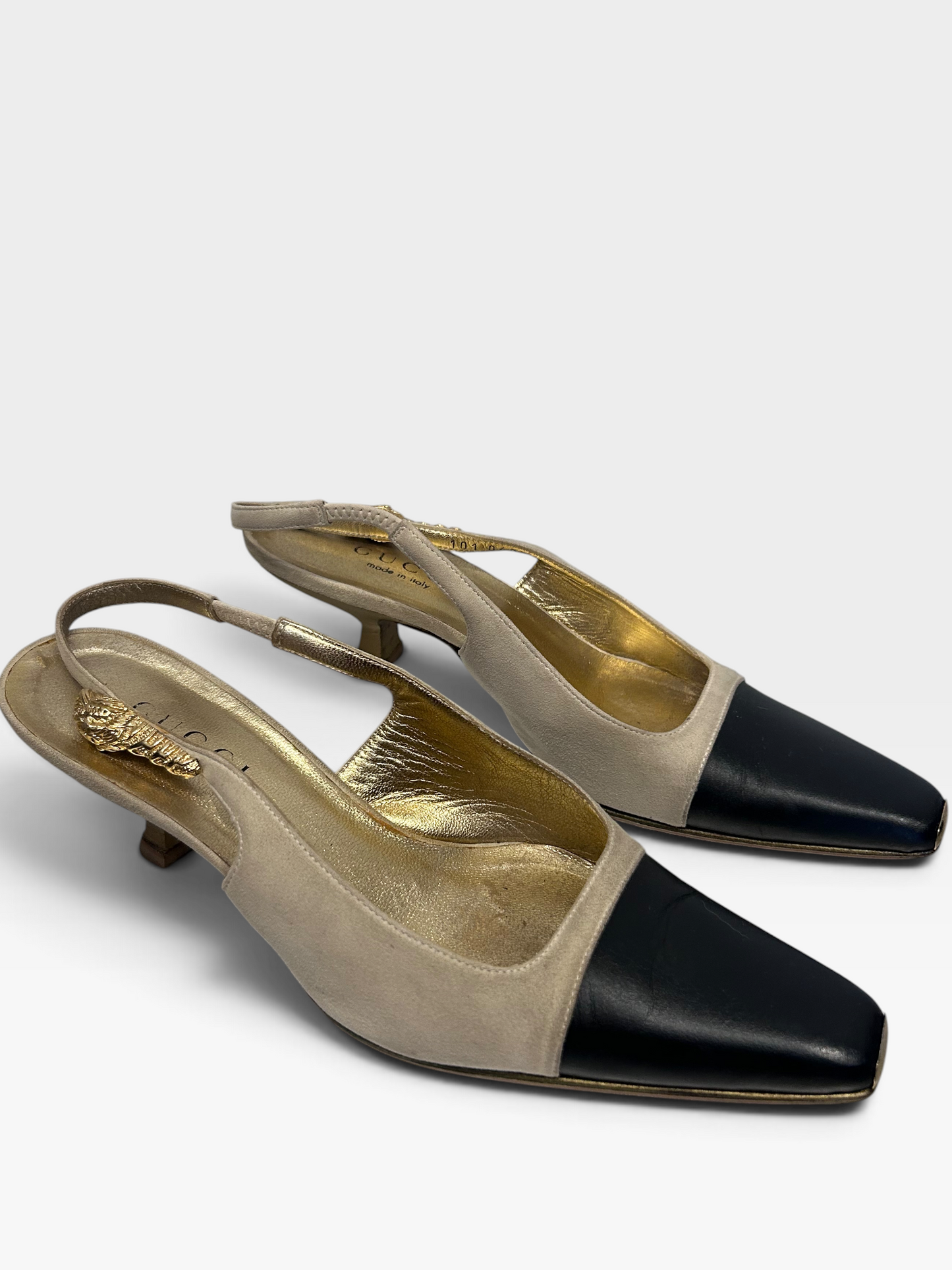 Vintage Gucci Snake Head Slingback Kitten Heels | Late 1990s