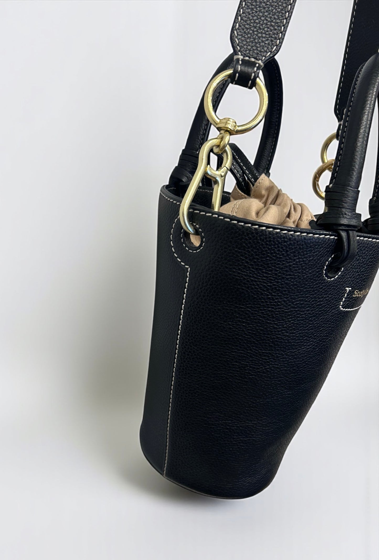 See by Chloé Cecilya Black Leather Bucket Bag