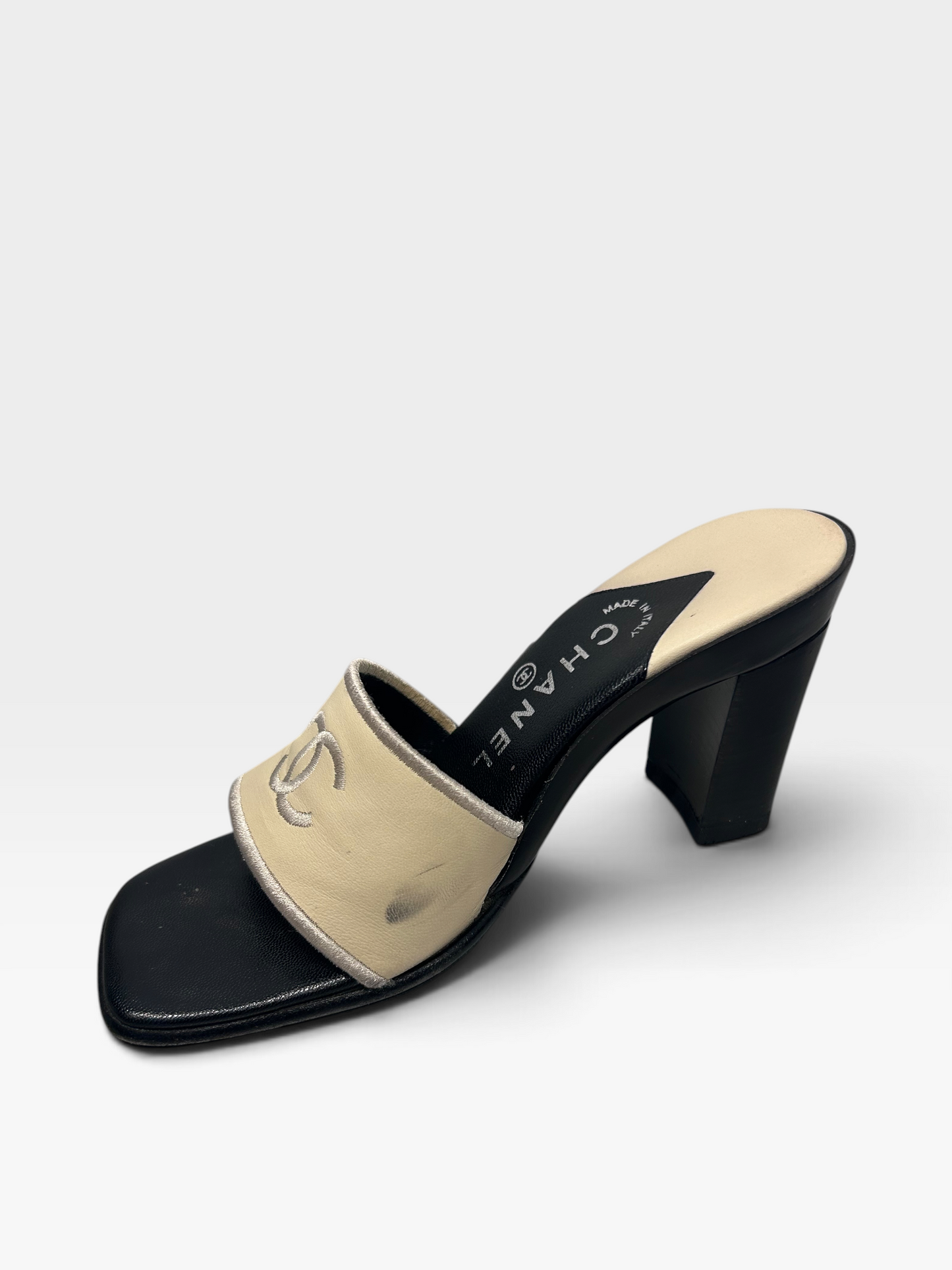Vintage Chanel Leather Mule Heels | Early 2000s