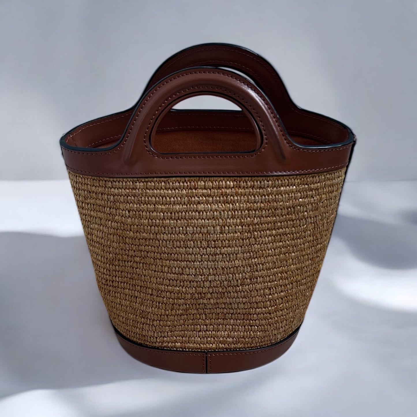 Marni Raffia & Leather Logo Tote Bag