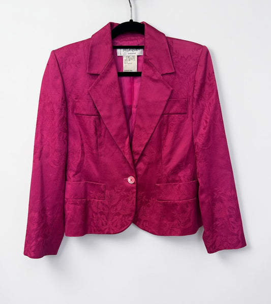 Vintage Yves Saint Laurent Pink Jacquard Blazer|Late 1990’s