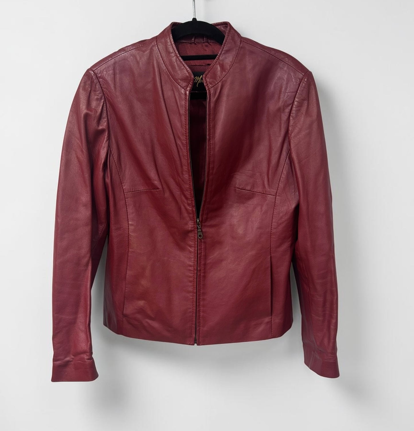 Vintage Burgundy Leather Jacket|2000s