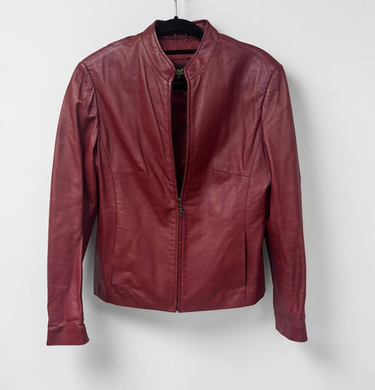 Vintage Burgundy Leather Jacket|2000s