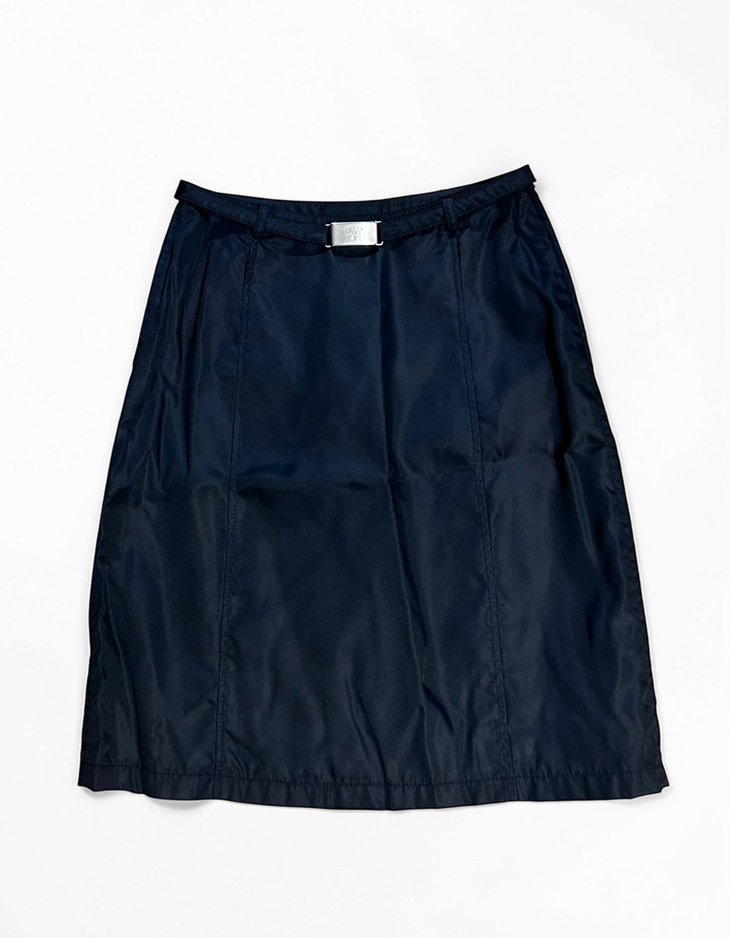 Vintage Prada Nylon Skirt with Removable Logo Buckle Belt | 2000׳s