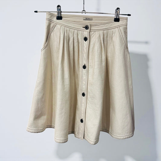 Miu Miu 2014 Cotton-PU Mini Skirt