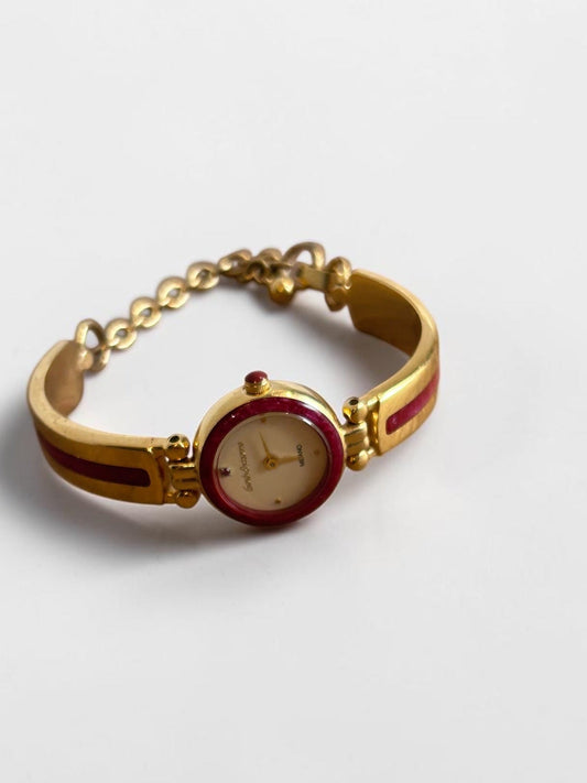 Vintage Sordi Armando Gold Tone Red Enamel Watch | 80s