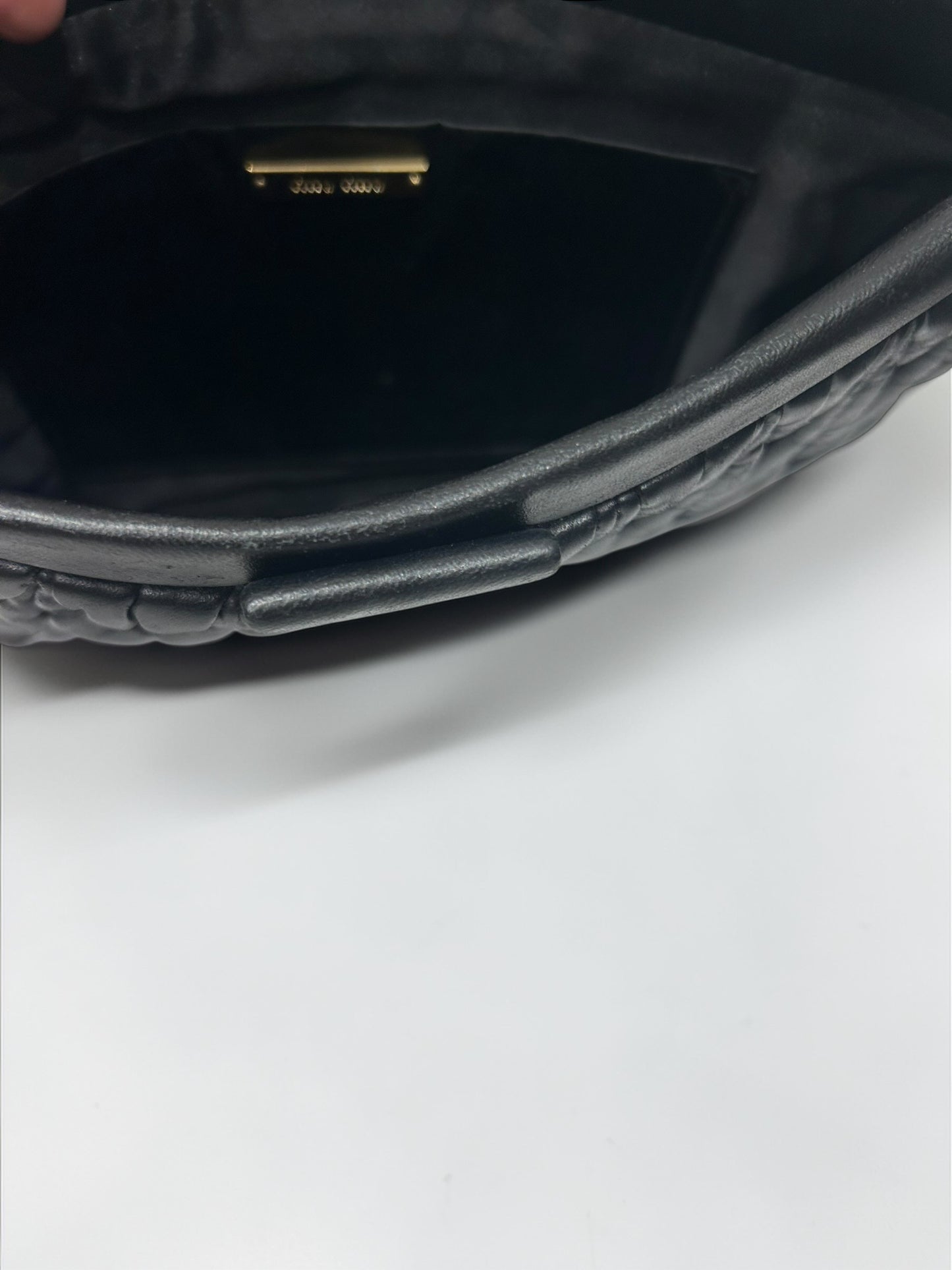 Miu Miu Black Matelassé Leather Clutch | 2000’s