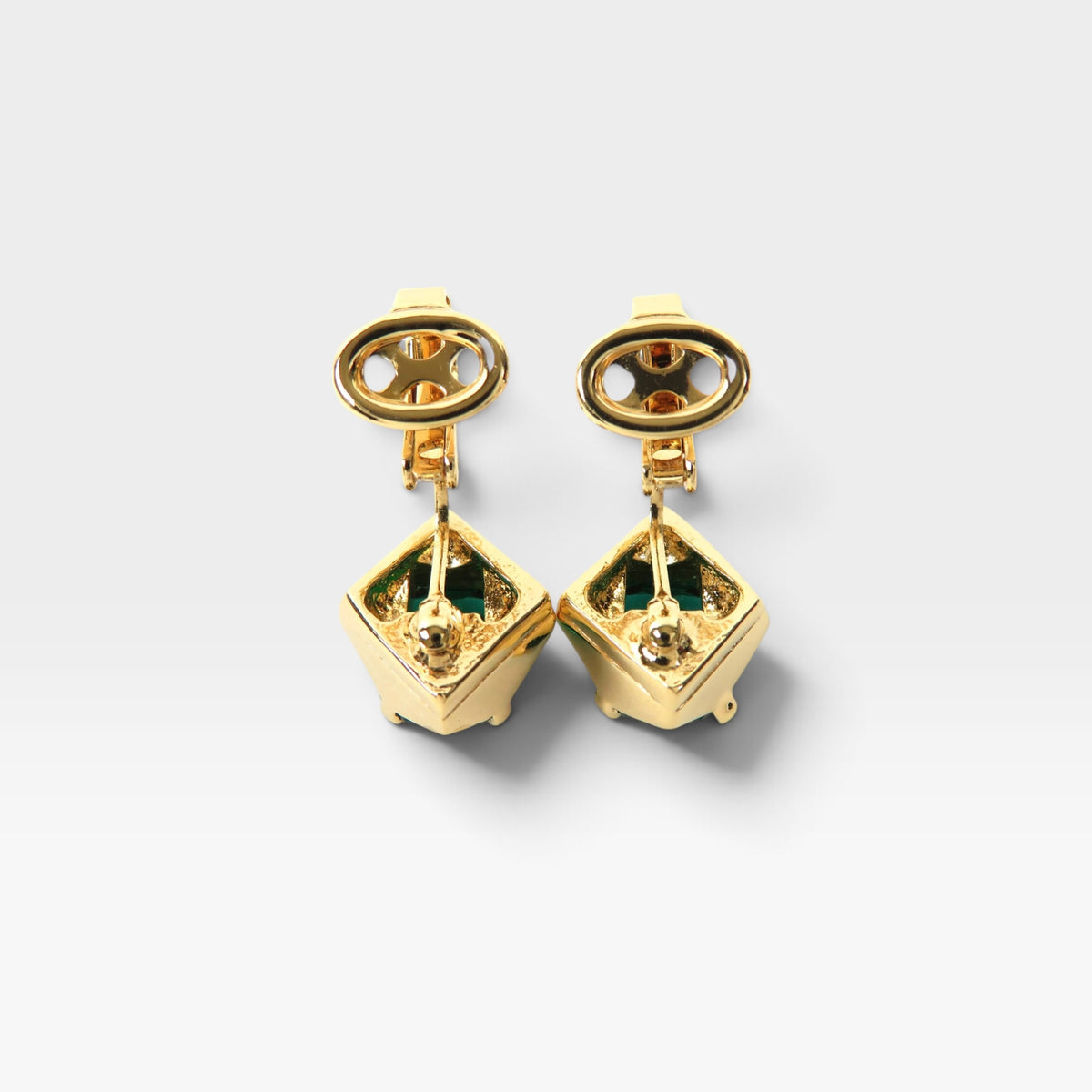 Vintage Nina Ricci Green Crystal Clip-On Earrings | 1990s