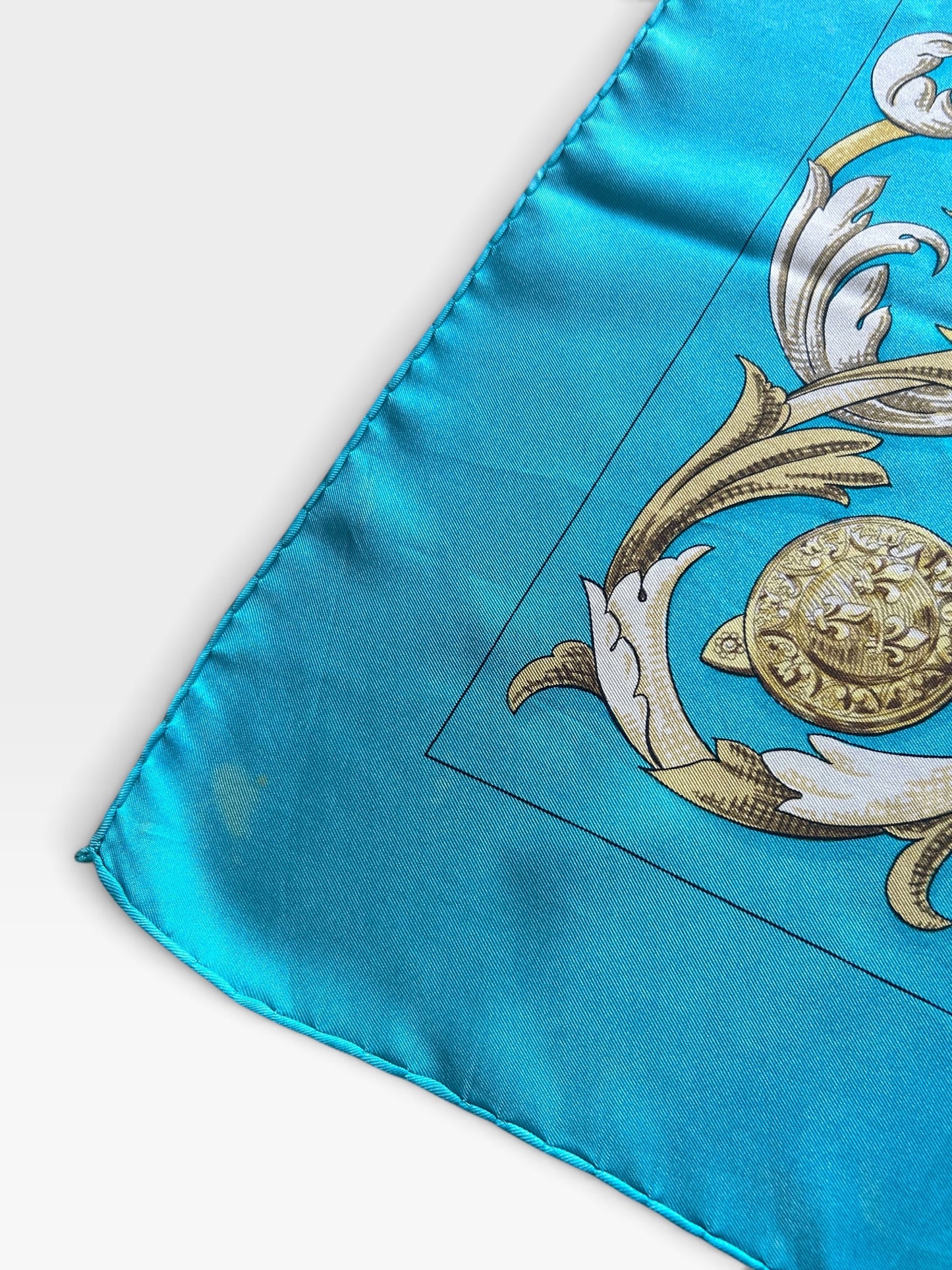 Vintage Hermès “Le Mors à la Connétable” Silk Scarf – Turquoise | Mid 1980s