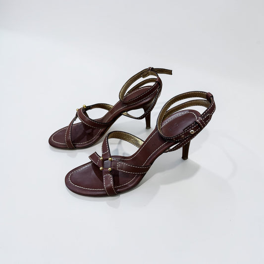 Vintage Celine brown Leather Strappy Heels |Early 2000s
