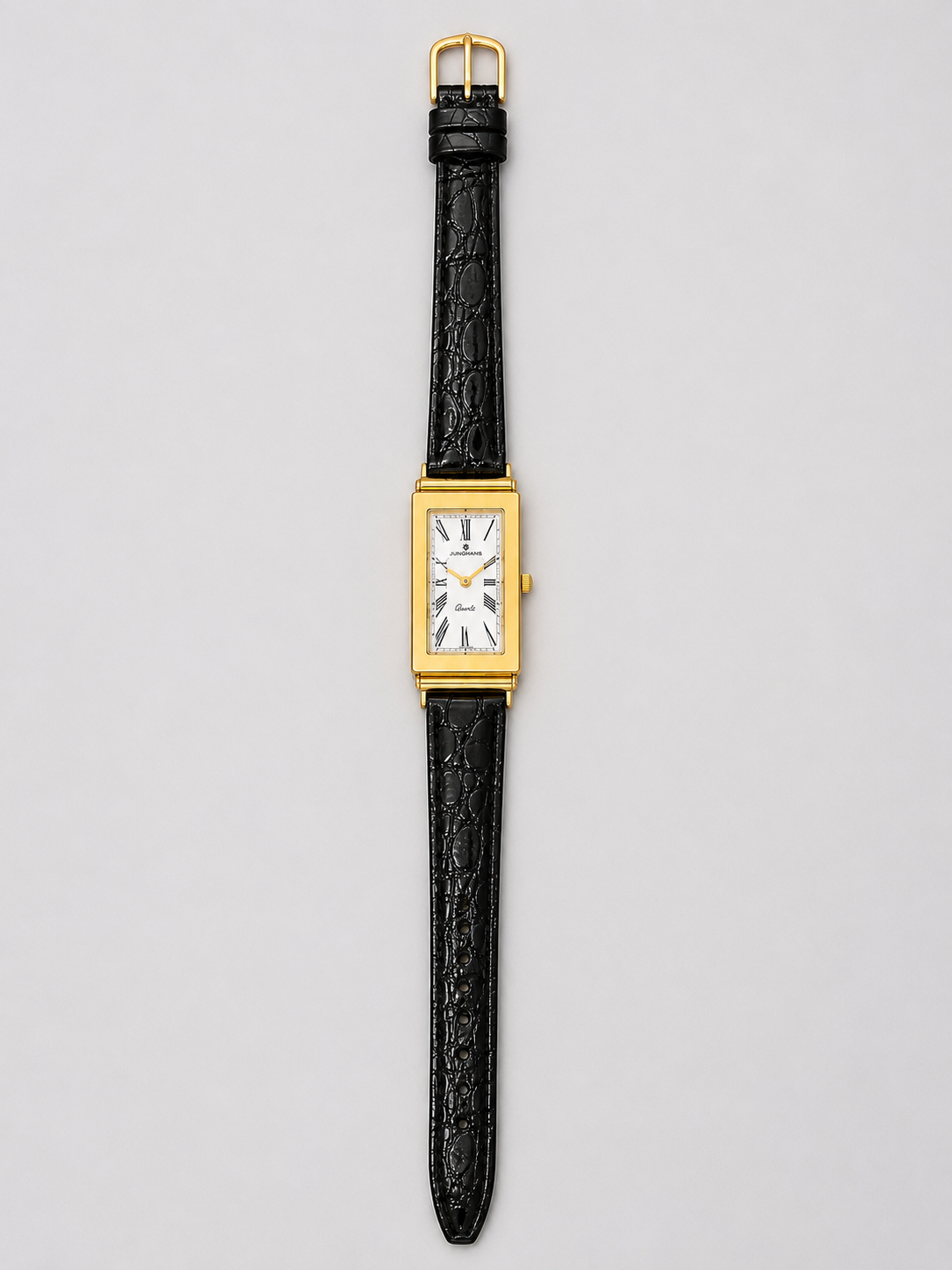 Vintage JUNGHANS Rectangular Gold Plated Quartz Watch|1990s