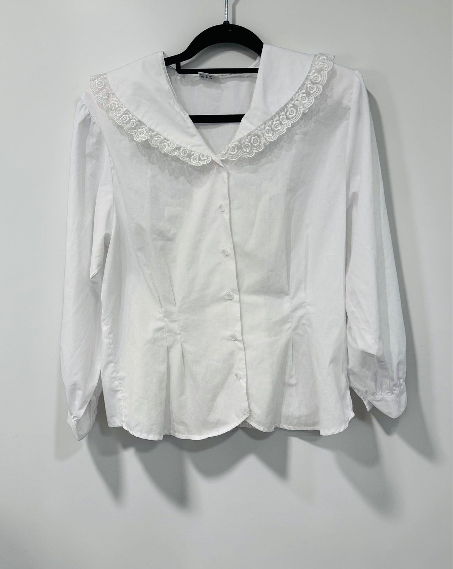 Vintage White Lace Collar Blouse| 1980s