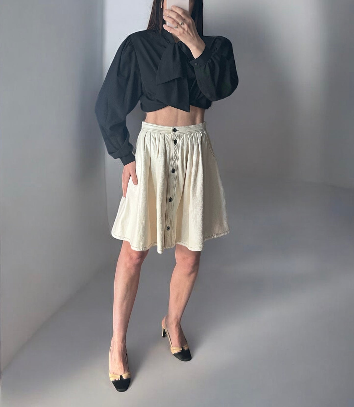 Miu Miu 2014 Cotton-PU Mini Skirt