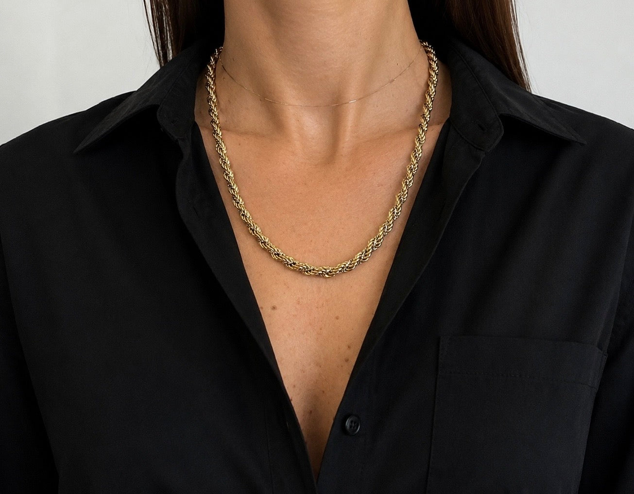 Vintage Monet Two-Tone Rope Chain Necklace | 1990s