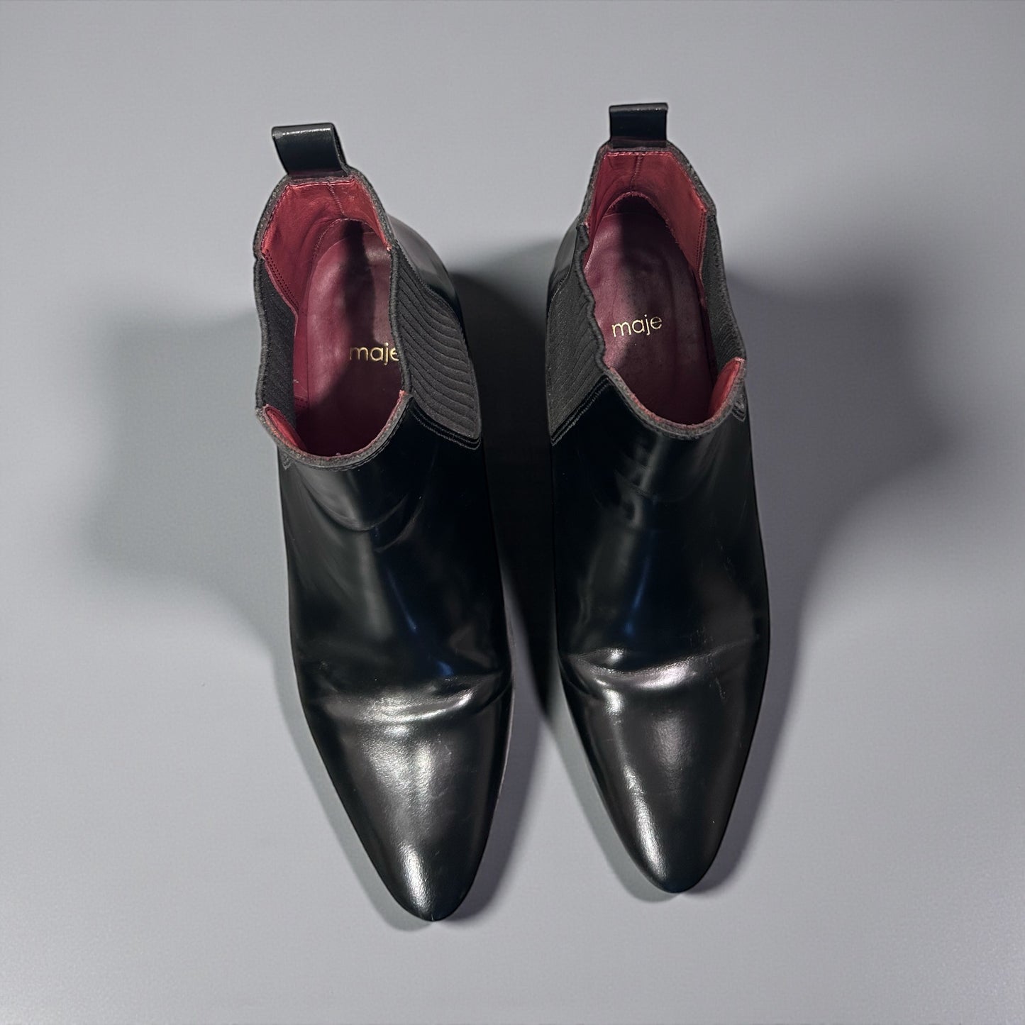 Maje Black Leather Chelsea Boots