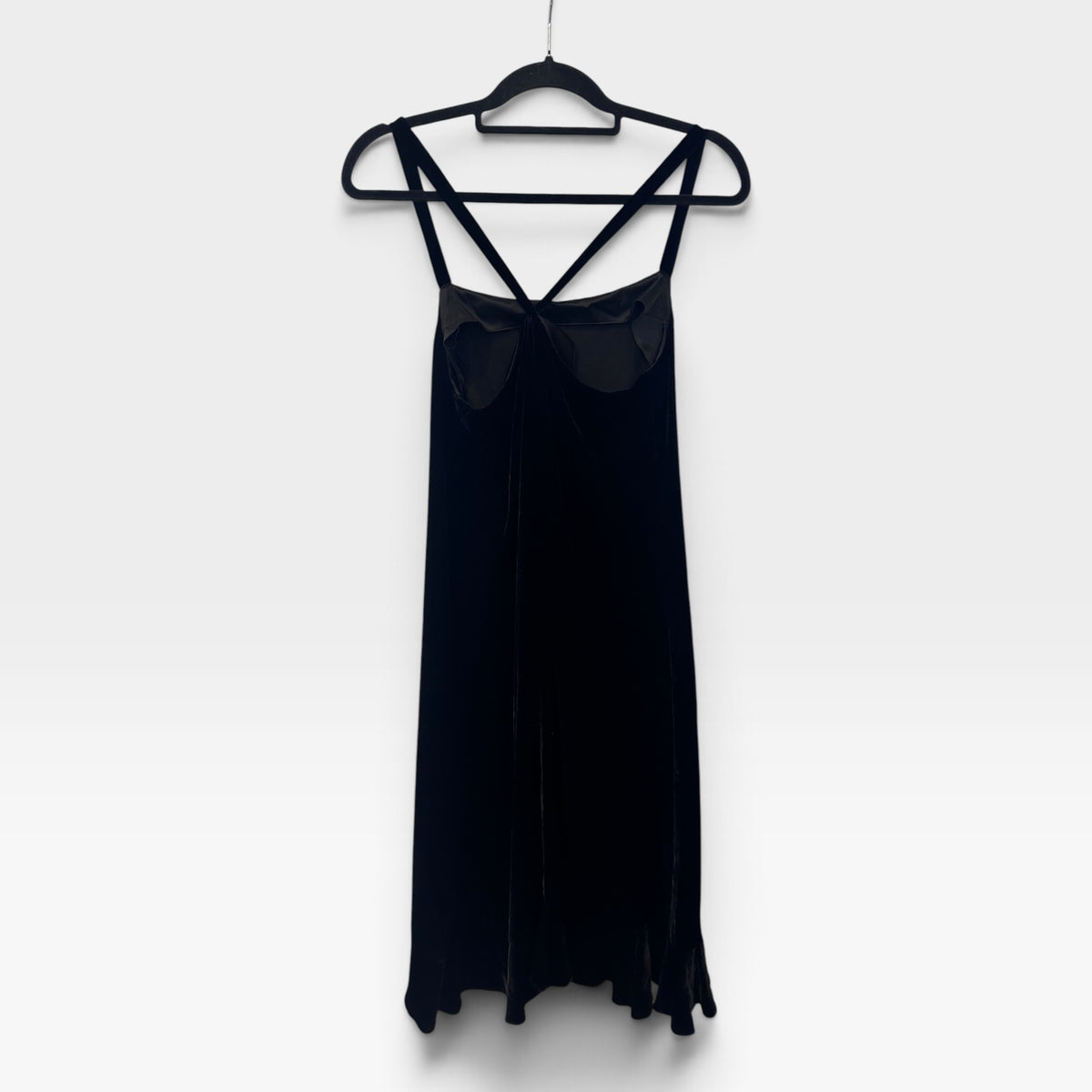 Vintage Joseph Black Velvet Midi Dress with Scarf Detail | 1990s