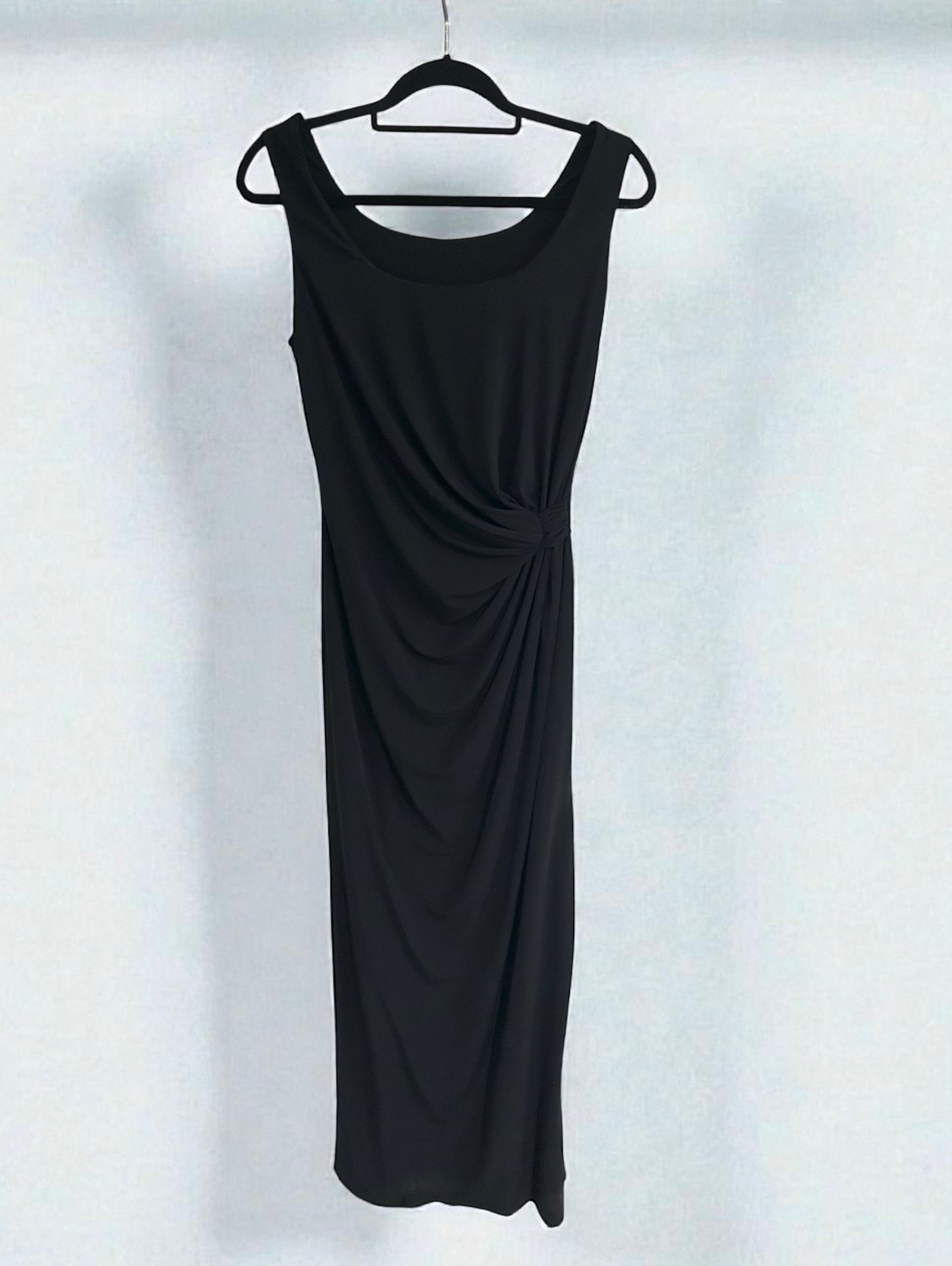 1990s Black Draped Maxi Dress
