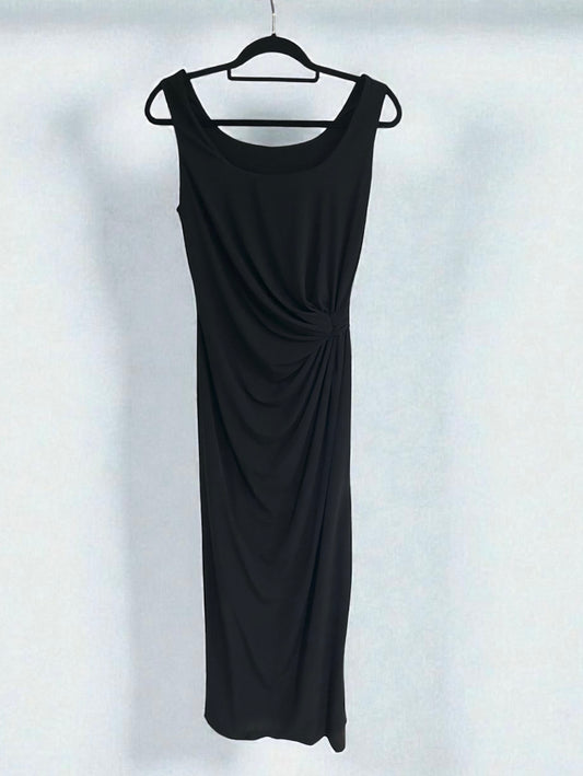 1990s Black Draped Maxi Dress
