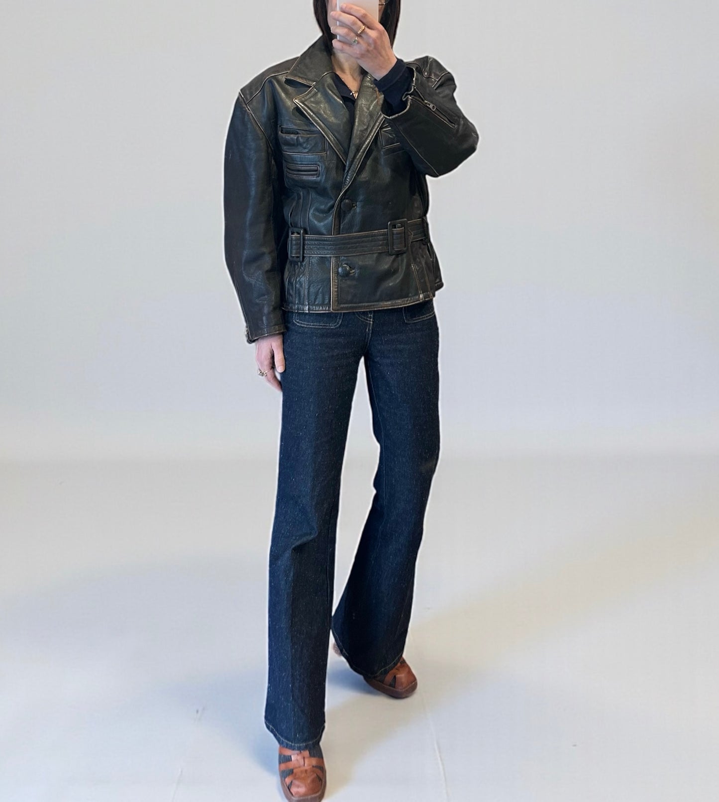 Vintage Tailored Leather Jacket with Belt | 1980s