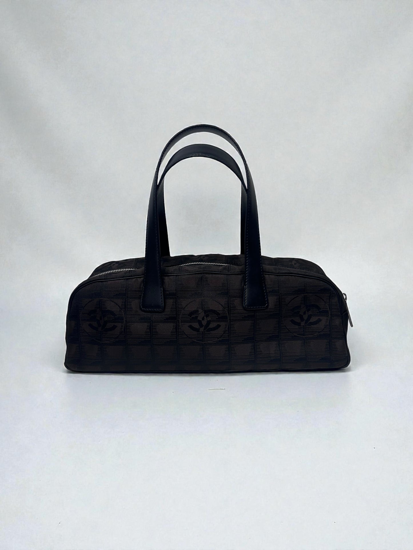 Vintage Chanel Travel Line Jacquard Bowler Bag |Early 2000s