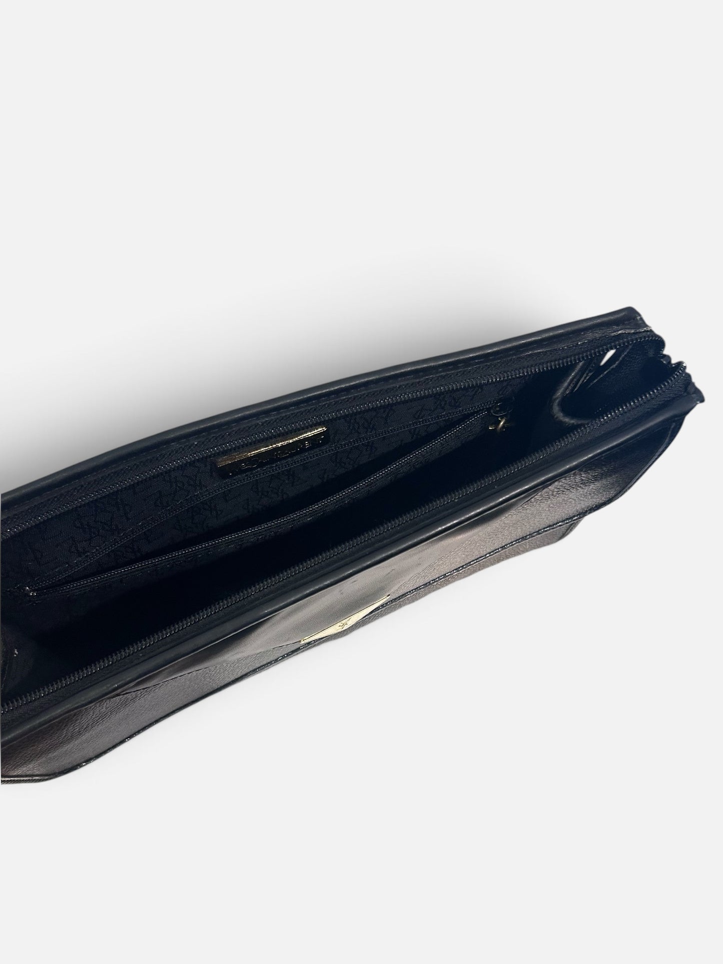 Vintage Yves Saint Laurent Black Leather Envelope Clutch Bag| 1980s