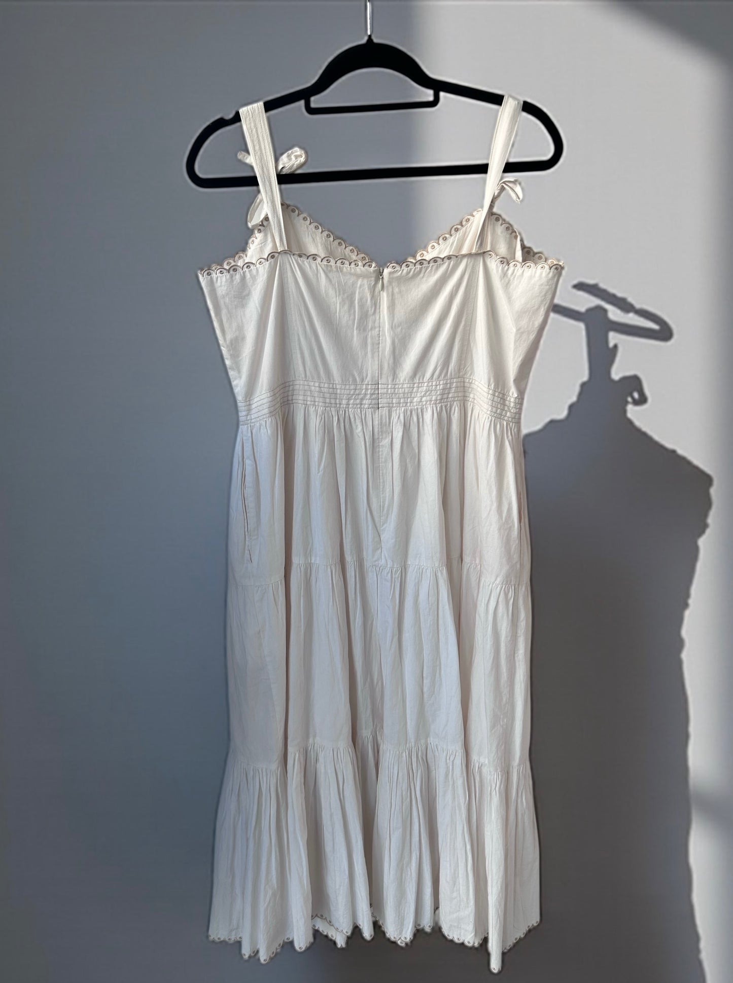 Tularosa Ivory Midi Dress with Delicate Embroidery