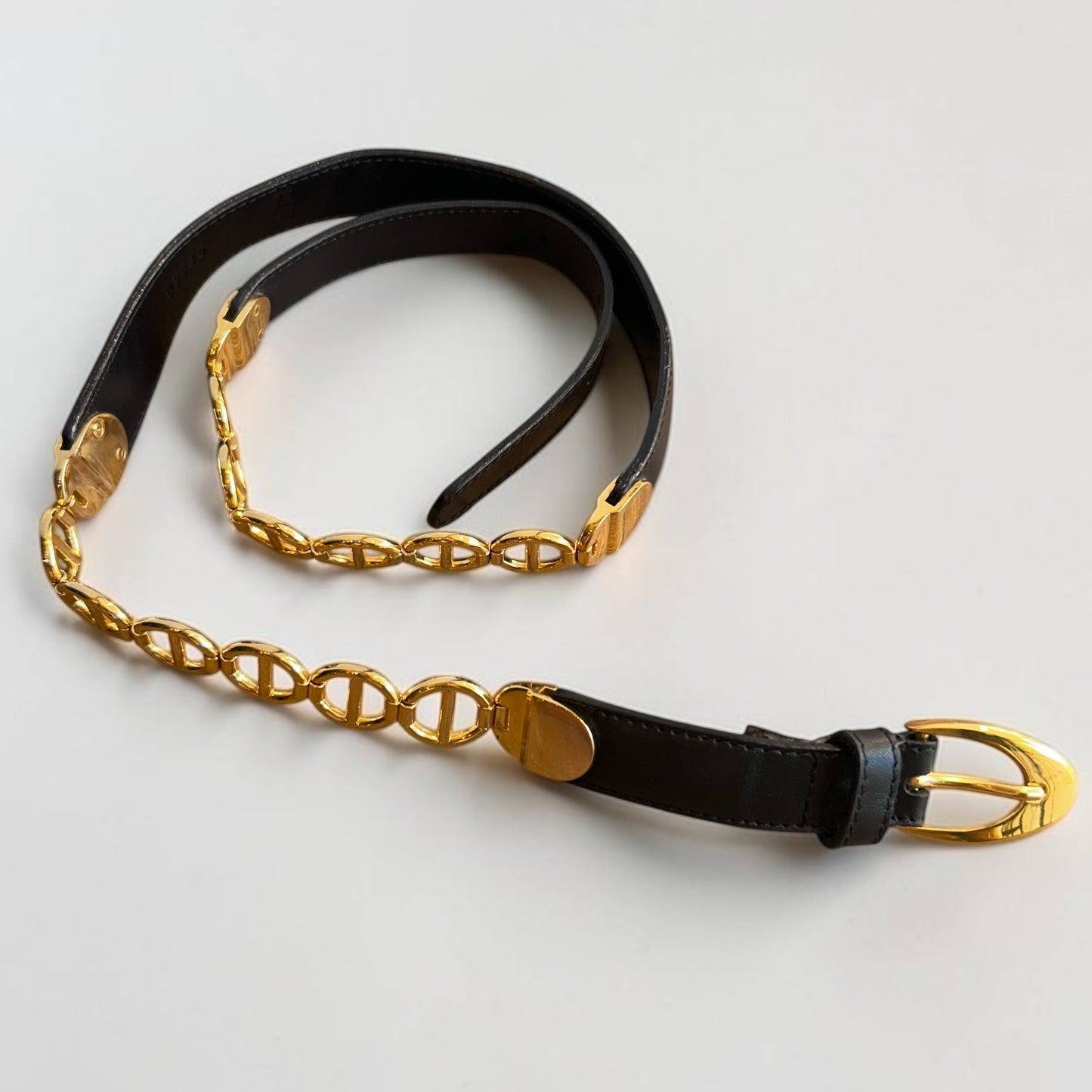 Vintage Christian Dior Chain Link Leather Belt | 1980s