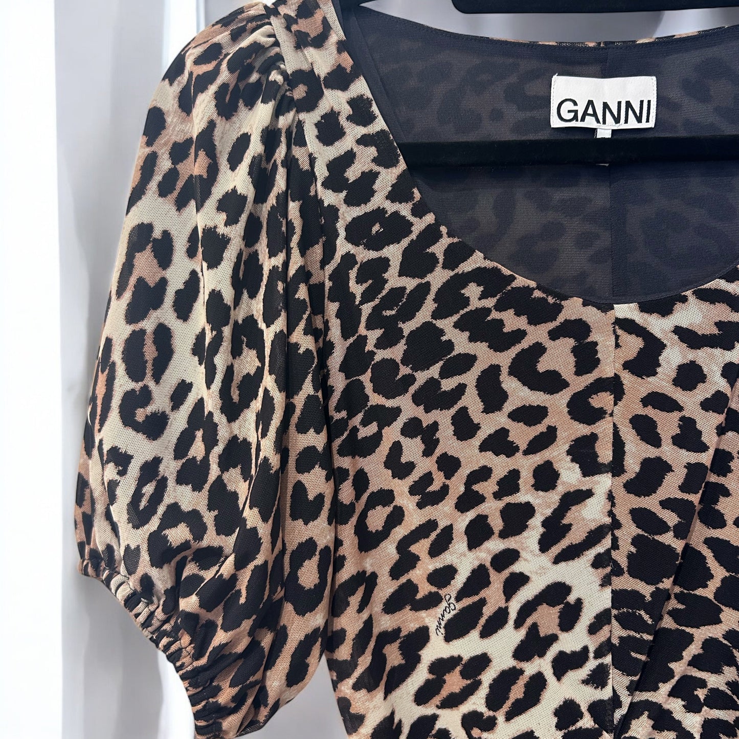 GANNI Leopard-print ruched minidress